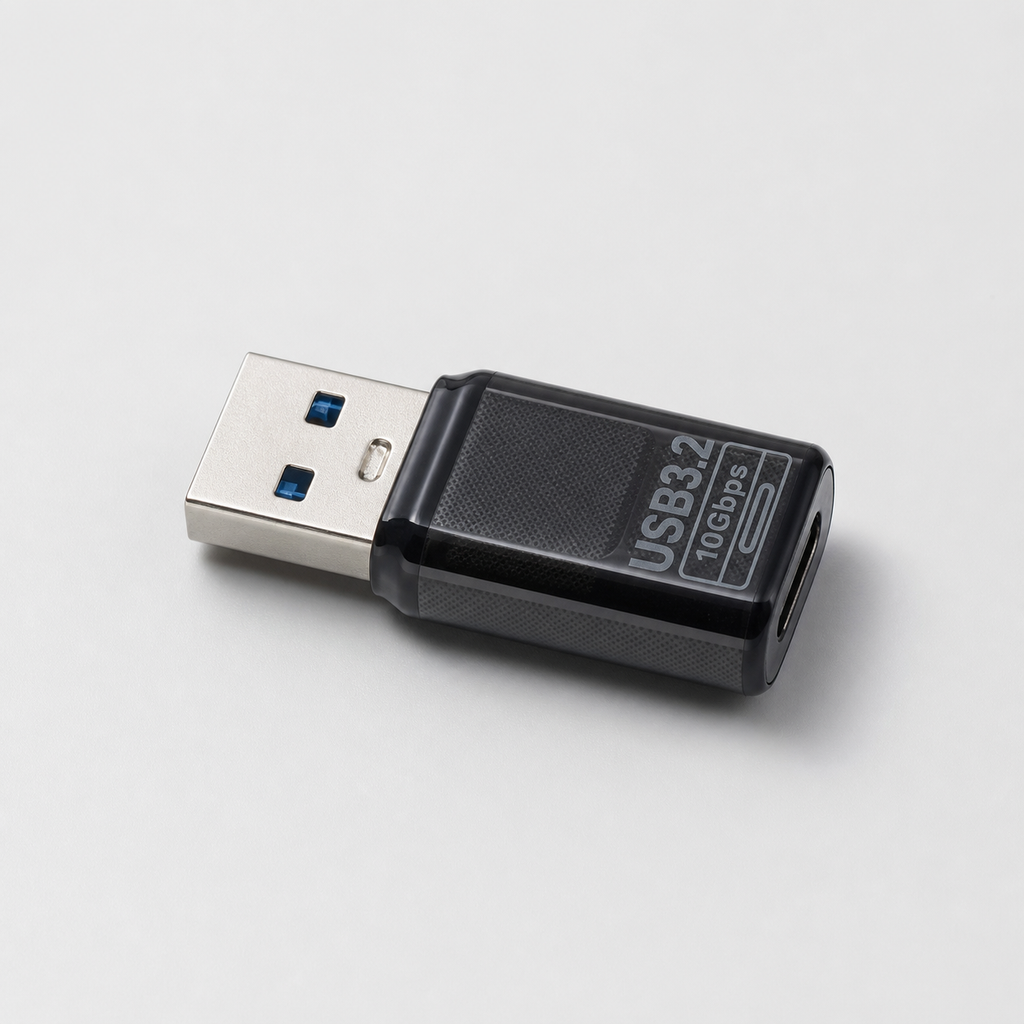 TC-003 USB-AオスからUSB Type-Cメス変換アダプターの清潔な製品写真
