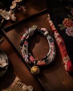 Japanese Kimono Cat Collar with Bell | Handmade Floral Cat Necklace | Japan Neko Kubi-wa