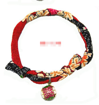 Japanese Kimono Cat Collar with Bell | Handmade Floral Cat Necklace | Japan Neko Kubi-wa
