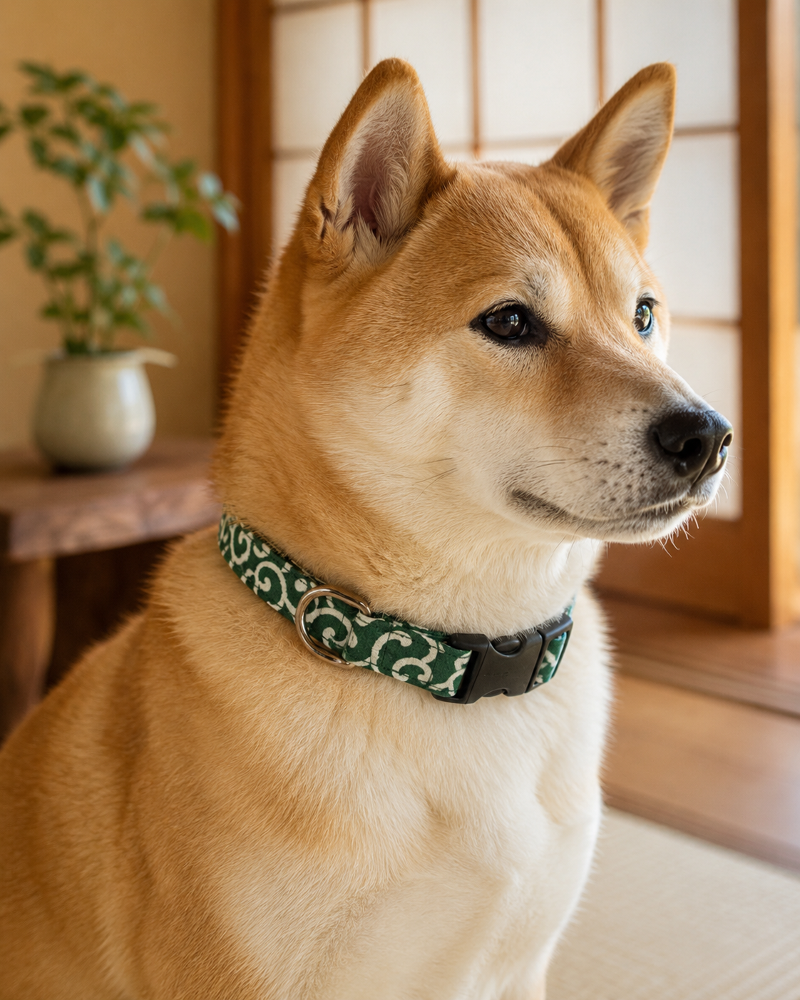 Japanese Karakusa Dog Collar | Traditional Arabesque Pattern Adjustable Dog Collar | Japan Inu Kubi-wa