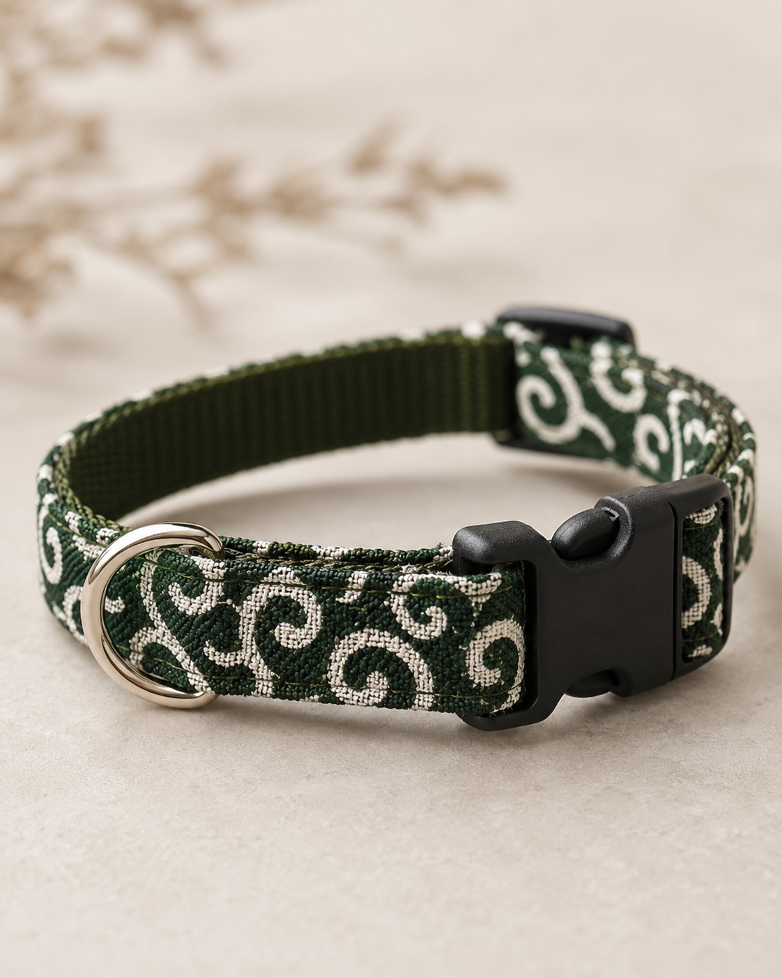 Japanese Karakusa Dog Collar | Traditional Arabesque Pattern Adjustable Dog Collar | Japan Inu Kubi-wa