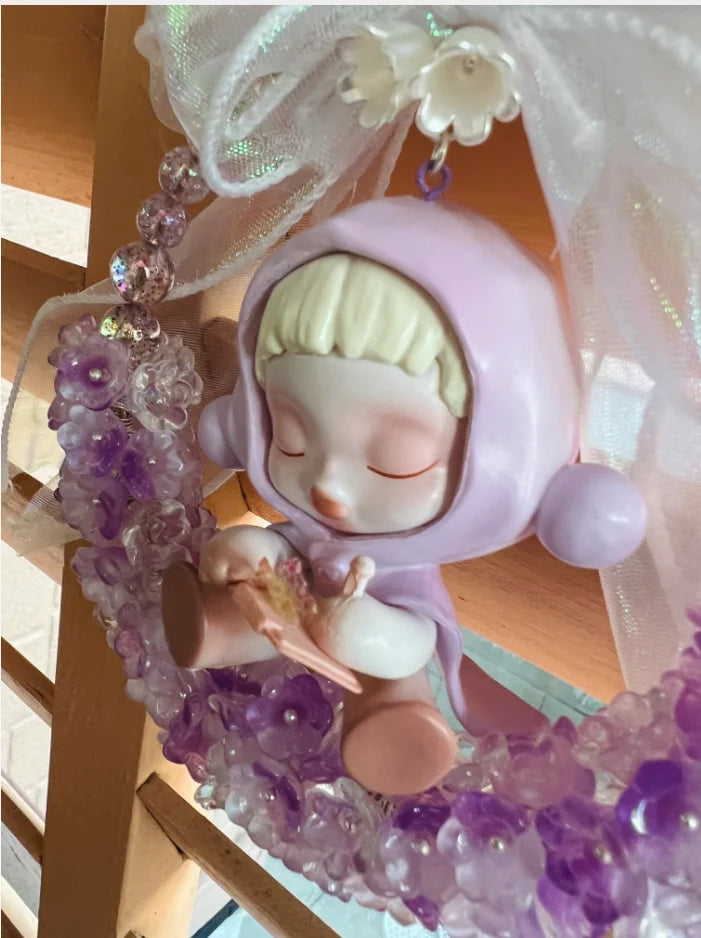 "Lavender Dreamer" - Handmade Kawaii Moon Figurine Bag Charm