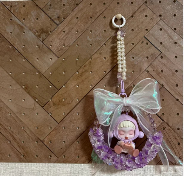 "Lavender Dreamer" - Handmade Kawaii Moon Figurine Bag Charm