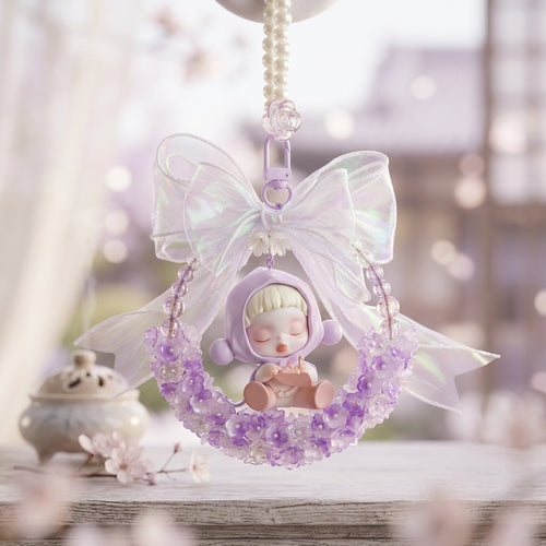 "Lavender Dreamer" - Handmade Kawaii Moon Figurine Bag Charm