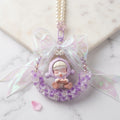"Lavender Dreamer" - Handmade Kawaii Moon Figurine Bag Charm